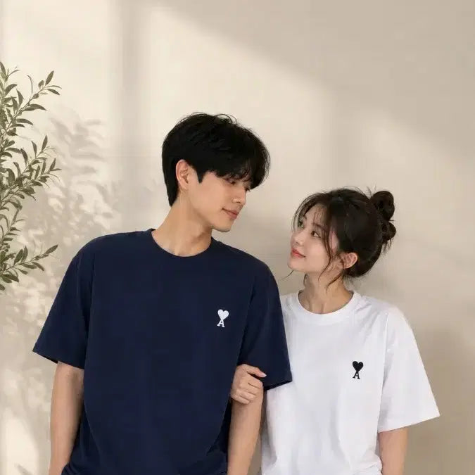 [BUNJANG] MONOAAMI Heart Logo Short Sleeve T-Shirt / 모노아미 하트 로고 반팔티 블랙/화이트/네이비