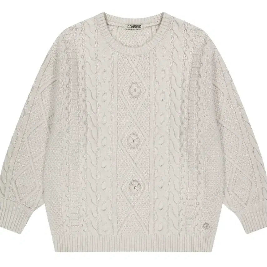[BUNJANG] Koiseio Pom Pom Cable Knit Ivory / 코이세이오 폼폼 케이블 니트 아이보리