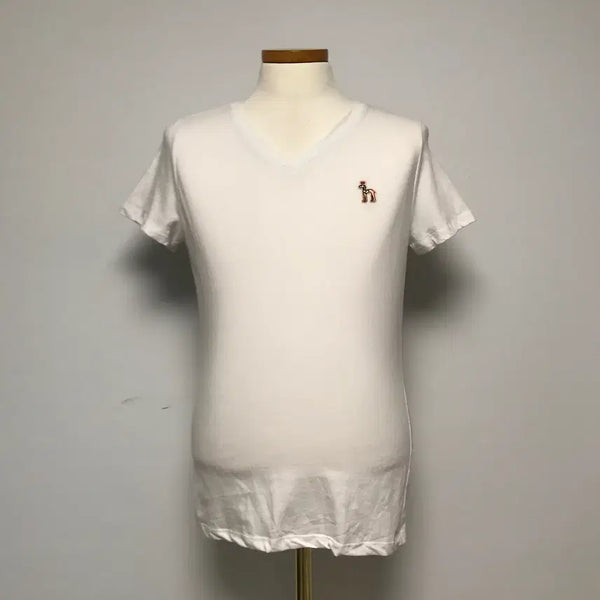 [BUNJANG] Hazzys Women's V-Neck Short-Sleeve T-Shirt White / [헤지스](90) 여성 브이넥 반팔티