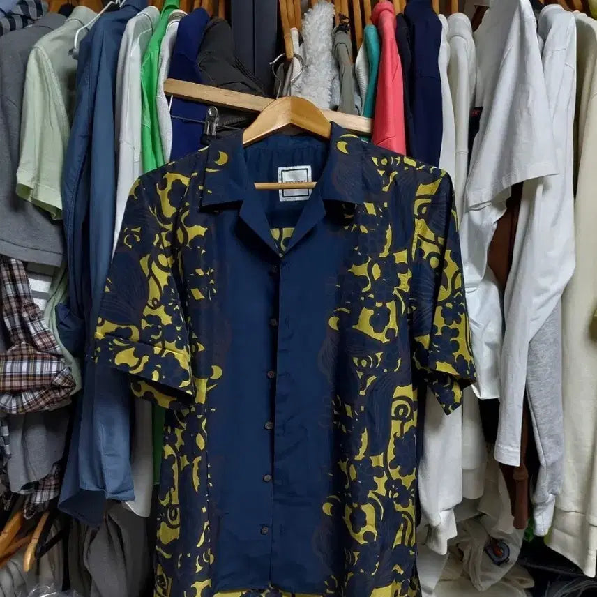 [BUNJANG] Wooyoungmi Hawaiian Short-Sleeve Shirt Leaf Pattern Size 48 / 우영미 하와이안 반팔셔츠 나뭇잎 패턴 48