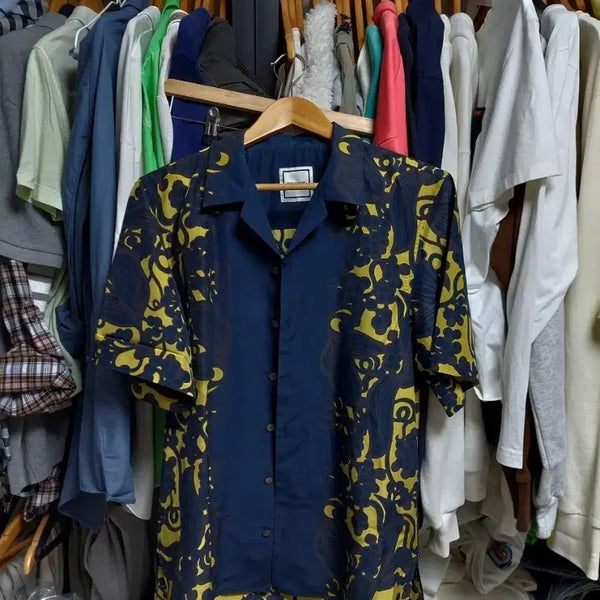 [BUNJANG] Wooyoungmi Hawaiian Short-Sleeve Shirt Leaf Pattern Size 48 / 우영미 하와이안 반팔셔츠 나뭇잎 패턴 48