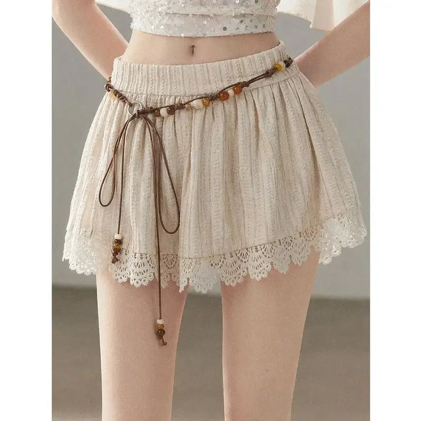 [BUNJANG] SHAOYEYAN Milky White Embroidered Lace Banding Skirt / SHAOYEYAN 샤오예얀 밀키 화이트 자수 레이스 밴딩 치마