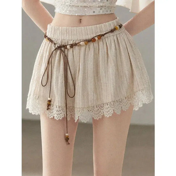 [BUNJANG] SHAOYEYAN Milky White Embroidered Lace Banding Skirt / SHAOYEYAN 샤오예얀 밀키 화이트 자수 레이스 밴딩 치마