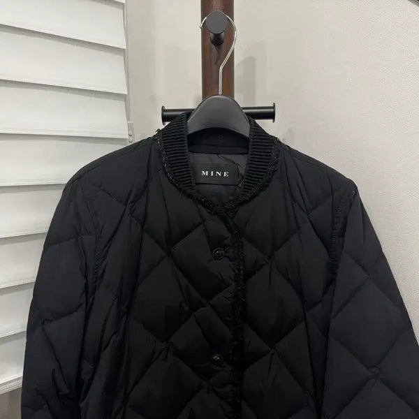 [BUNJANG] Mine Black Diamond Quilting Belted Down Jacket / 마인 블랙 다이아 퀼팅 벨티드 다운 재킷
