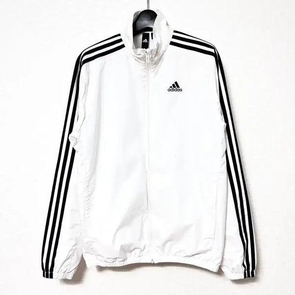 [BUNJANG] Adidas 3-Stripes Woven Zip-Up Windbreaker Jacket White/Black / [L,100]아디다스 삼선 바람막이 우븐 집업 자켓 흰검