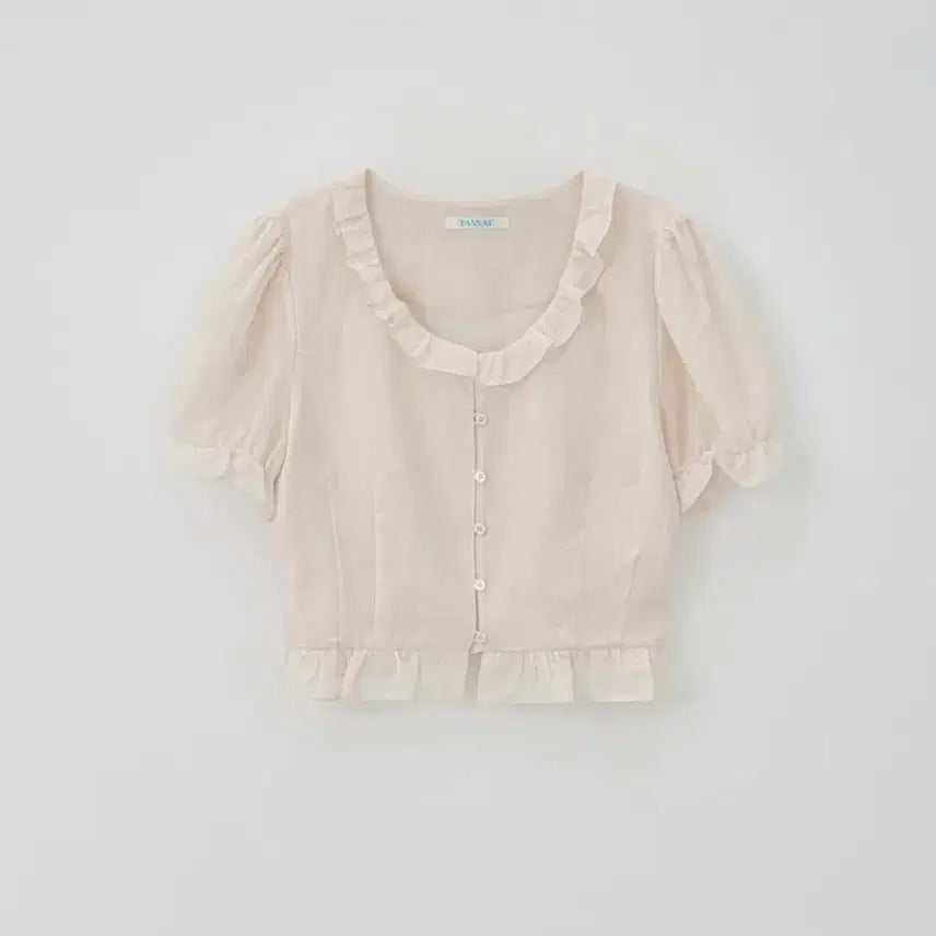 [BUNJANG] Tanatt Linen Ruffle Blouse - Pink (New) / 타낫 린넨 러플 블라우스 핑크 (새상품)