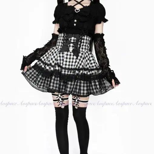 [BUNJANG] AOSpace "Deficiency Oxygen" Lace Mesh Patchwork Skirt - Gen 2 / 결핍산소 우주 AOSpace 레이스 메쉬 배색 스커트 양산형 지뢰계 서브컬쳐