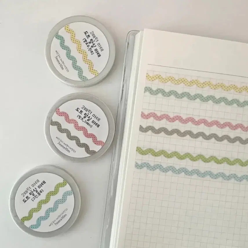 [BUNJANG] Logi Sticker Dot Yarn Washi Tape Set (3 Types) / 로지스티커 도트 털실 마테 3종