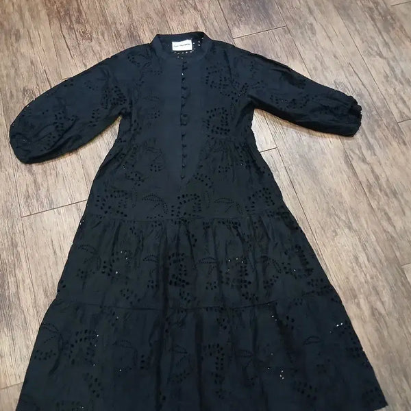 [BUNJANG] Karl Lagerfeld Black Embroidered Long Dress / 칼 라거펠트 블랙 자수롱원피스