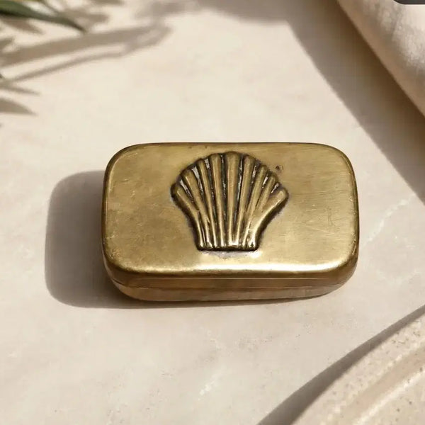 [BUNJANG] Vintage Seashell Motif Gilded Brass Mini Trinket Box / 빈티지 조개 문양 금색 미니 트링켓 브라스