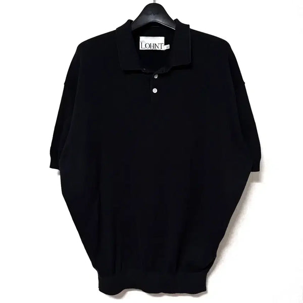 [BUNJANG] Lont Knit Collar T-shirt Short Sleeve Black XL / [XL,105]론트 니트 카라티 반팔티 블랙 lohnt