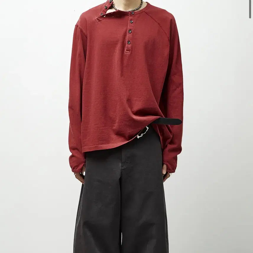 [BUNJANG] Hatching Room Double Henley Neck Tee (Size 4) / 해칭룸 더블 헨리넥 티 (4사이즈)