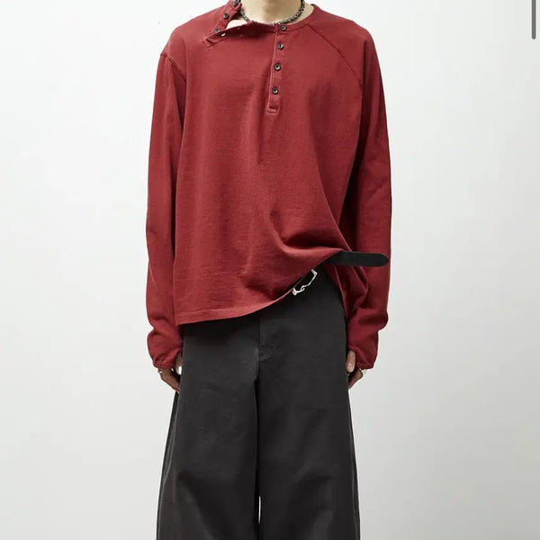 [BUNJANG] Hatching Room Double Henley Neck Tee (Size 4) / 해칭룸 더블 헨리넥 티 (4사이즈)