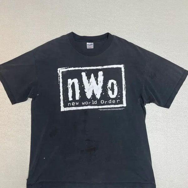 [BUNJANG] nWo New World Order 90s Vintage Fade Black T-Shirt XL / 90s 빈티지 nWo 뉴 월드 오더 반팔 티셔츠 페이드블랙 XL