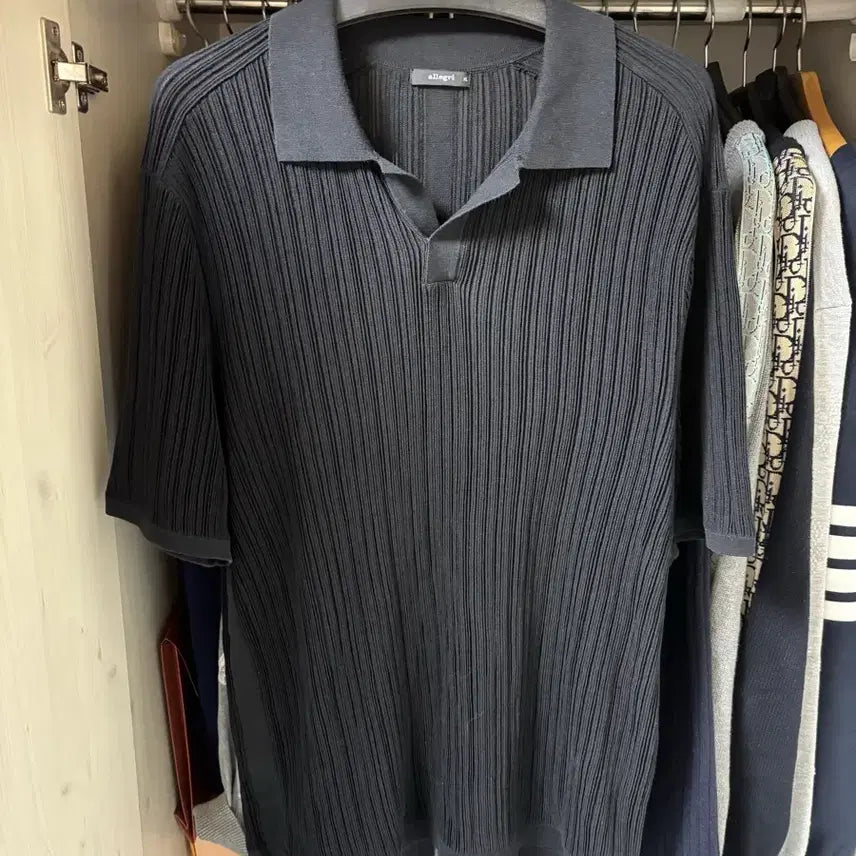 [BUNJANG] Allegri 24SS Pleated Short Sleeve Polo Knit XL / allegri 알레그리 24SS 플리츠 폴로 반팔 카라넥 니트