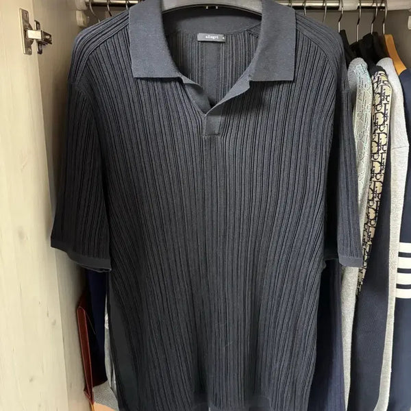 [BUNJANG] Allegri 24SS Pleated Short Sleeve Polo Knit XL / allegri 알레그리 24SS 플리츠 폴로 반팔 카라넥 니트