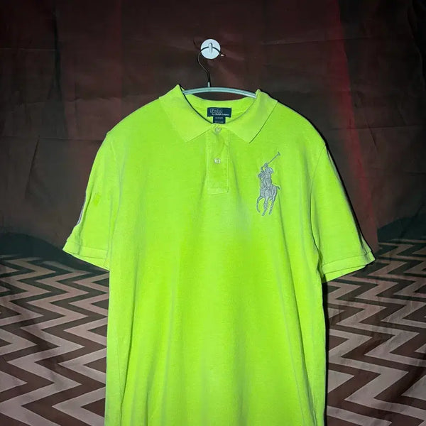 [BUNJANG] Polo Ralph Lauren Big Pony Colorblock Polo Shirt / 폴로랄프로렌 실버포니 형광 라임 빅포니 카라티