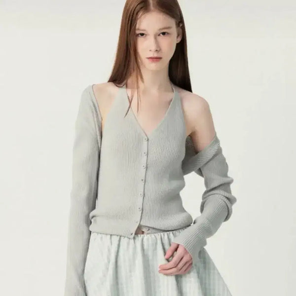 [BUNJANG] Grove Alina Halterneck Bolero Set (Gray) / 그로브 alina 홀터넥, 볼레로 (그레이) 환승연애 민경 착용