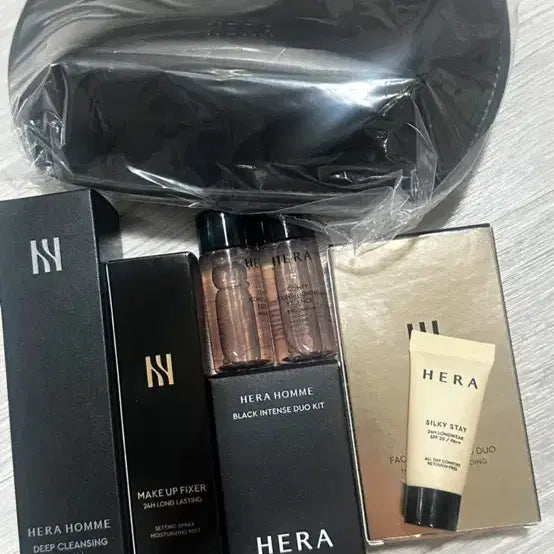 [BUNJANG] Hera Contouring Duo + Mini Foundation + Fixer + Homme Cleansing Foam Basic Mini Set / 헤라 컨투어링 듀오+미니 파운데이션+픽서 +옴므 클렌징폼 기초미니 세트