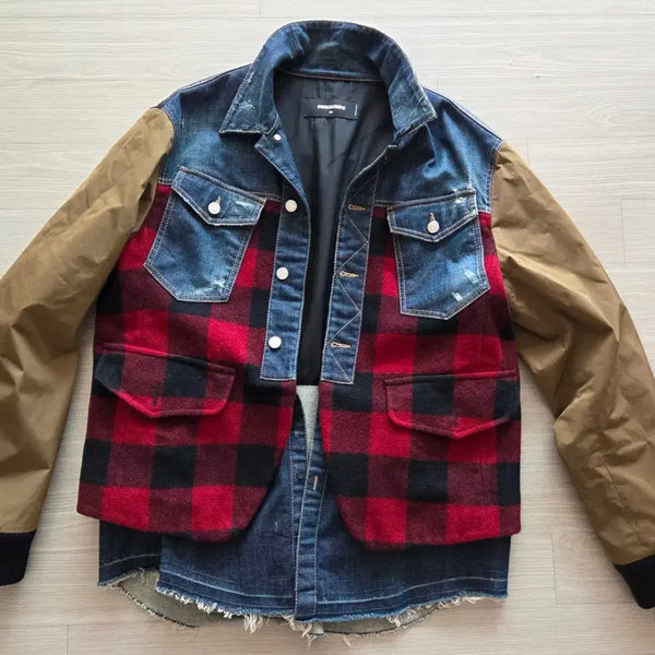 [BUNJANG] Dsquared2 Denim Wool Check Mix Jacket / 디스퀘어드2 데님 울체크 믹스 자켓