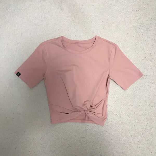 [BUNJANG] Xexymix Women's Shirring Crop Short Sleeve T-Shirt Pink / [젝시믹스](S) 여성 셔링 크롭 반팔티