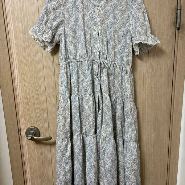 [BUNJANG] Plastic Island Summer Short-Sleeve Frill Long Dress / [플라스틱 아일랜드] 여름 반팔 프릴 롱원피스