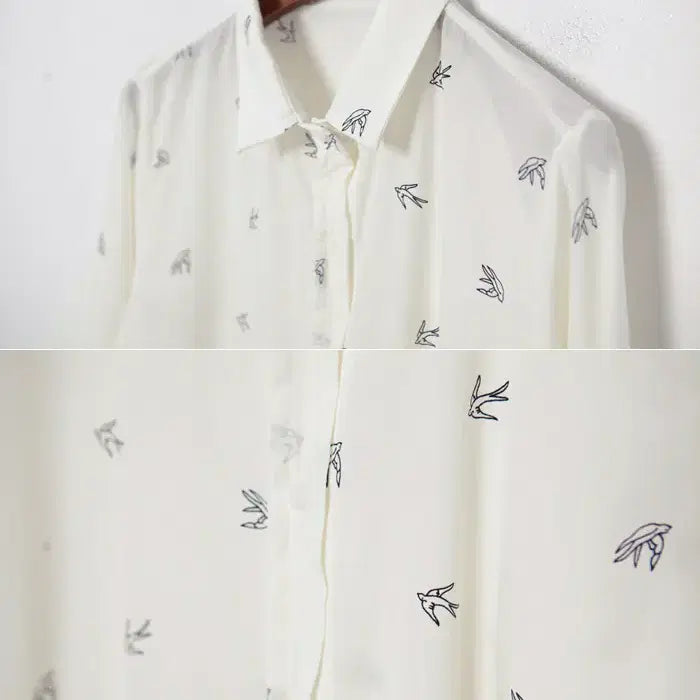 [BUNJANG] Bird Pattern Blouse / 버드 패턴 블라우스 Bird pattern blouse