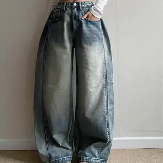 [BUNJANG] Light Wash Wide Leg Denim Pants / 와이드 데님 팬츠 청바지 연청