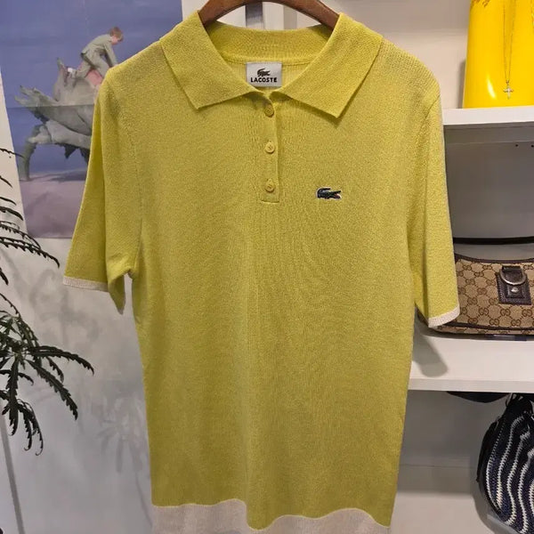 [BUNJANG] Lacoste Women's Knit Polo Shirt Yellow L / 라코스테 여성 니트 카라티