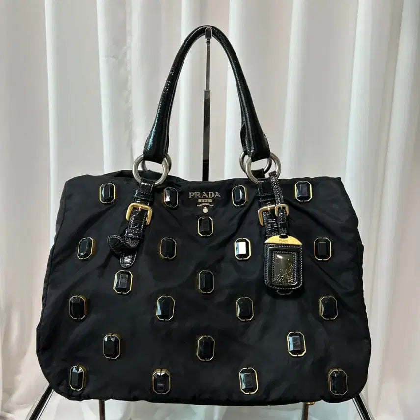 [BUNJANG] Prada Pietre Jeweled Nylon Tote Bag / Rare 프라다 피에트레 주얼 토트백
