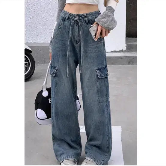 [BUNJANG] Wide Cargo Denim Pants / 와이드 카고 데님 팬츠 청바지(완전 느좋!!!)