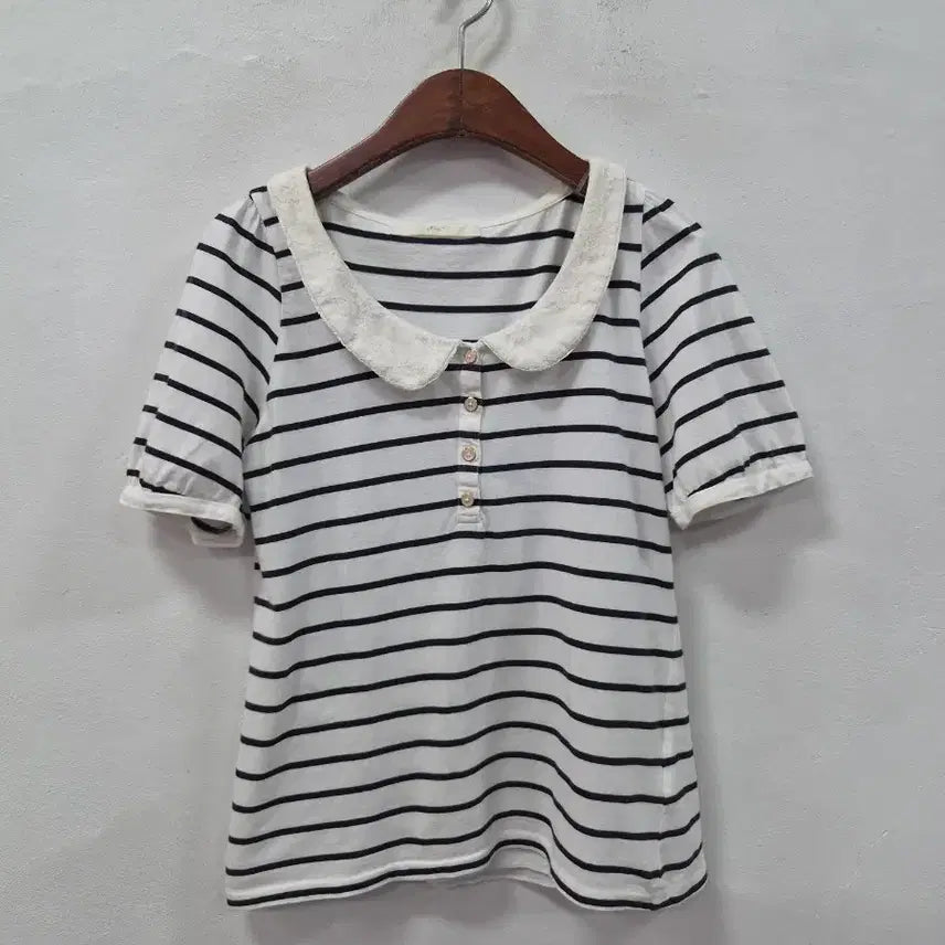 [BUNJANG] ef de Stripe Collar Blouse / ef de 단가라 카라 블라우스