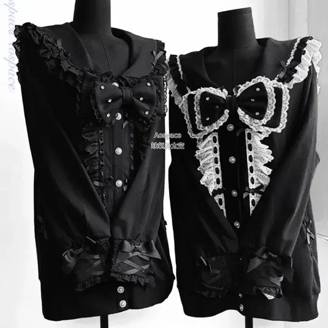 [BUNJANG] AOSpace Ribbon Lace Sailor Collar Jacket - Subculture Style / 결핍산소 우주 AOSpace 리본 레이스 세일러 카라 재킷 양산형 지뢰계 서브컬쳐