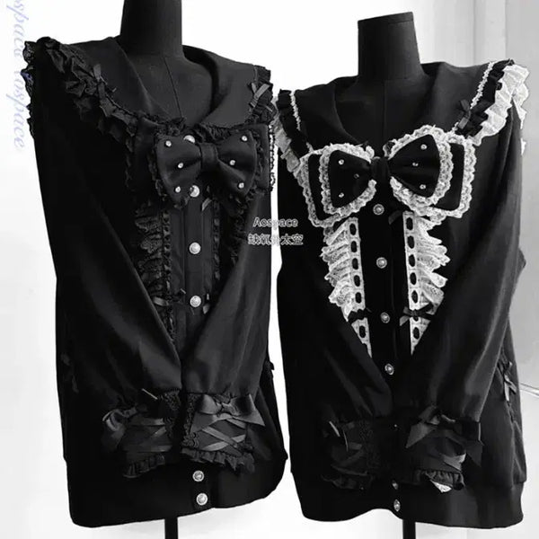 [BUNJANG] AOSpace Ribbon Lace Sailor Collar Jacket - Subculture Style / 결핍산소 우주 AOSpace 리본 레이스 세일러 카라 재킷 양산형 지뢰계 서브컬쳐