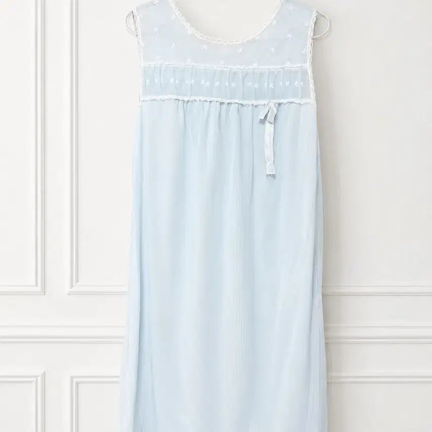 [BUNJANG] Monny Vintage Baby Blue Lace Ribbon Slip Dress / 몬니 빈티지 베이비블루 레이스 리본 슬립 원피스