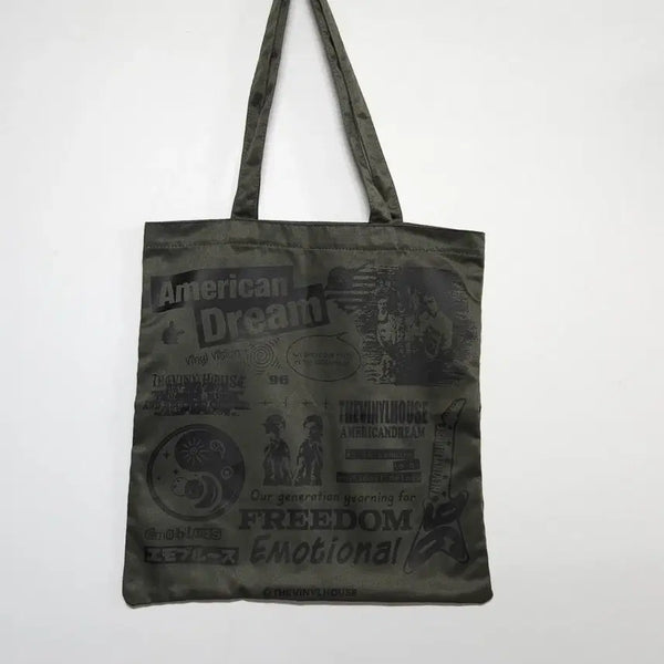 [BUNJANG] The Vinyl House Vintage Graphic Eco Bag Khaki / 에코백 더 바이닐하우스 빈티지 그래픽 에코백 카키