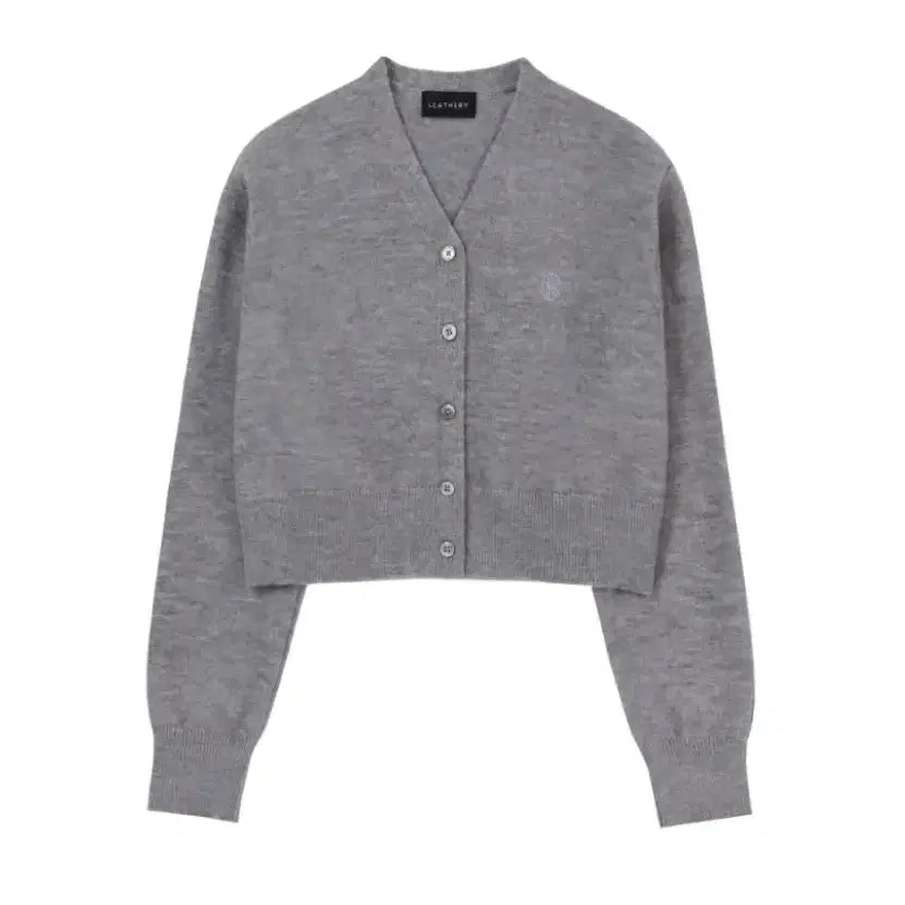 [BUNJANG] Ledery Line Cable Knit Crop Cardigan - Grey / (새상품) 레더리 라인 케이블 니트 크롭 가디건 그레이