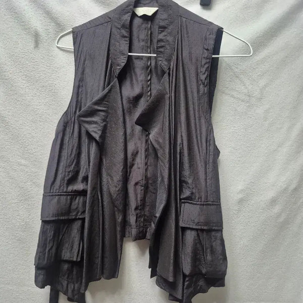 [BUNJANG] Khaki Wrap Style Sleeveless Vest / 카키색 랩 스타일 민소매 조끼 개당