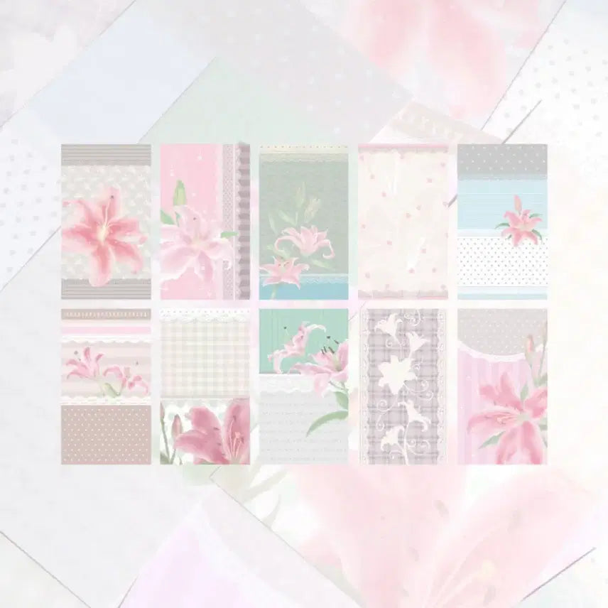 [BUNJANG] Stickers Soft Lily Washi Tape (10 Sheets) / 스티커스 Soft Lily 모조지