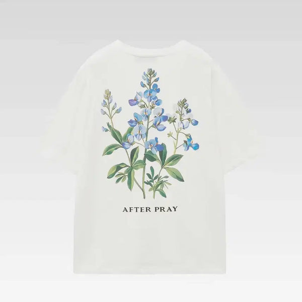 [BUNJANG] Afterpray Rear Flower Short Sleeve T-shirt White / 애프터프레이 리어 플라워 반팔 화이트