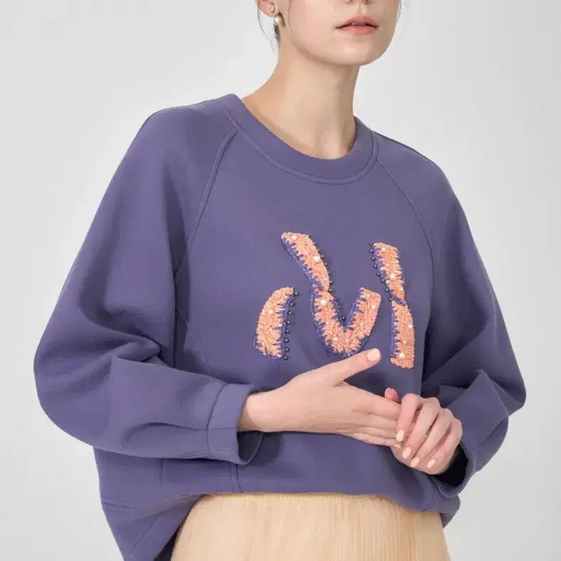 [BUNJANG] Mine Pearl and Embroidery Sweatshirt / [무료배송]한섬 마인 맨투맨(55)
