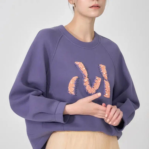 [BUNJANG] Mine Pearl and Embroidery Sweatshirt / [무료배송]한섬 마인 맨투맨(55)