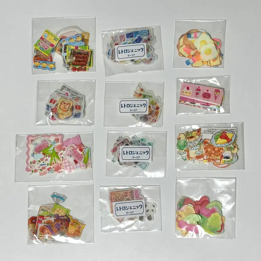 [BUNJANG] Japanese Flake Stickers Masking Tape Bundle Set / 일괄 일본 후레이크 조각 씰 스티커 간식 문구 다꾸 처분 마테 마스킹테이프