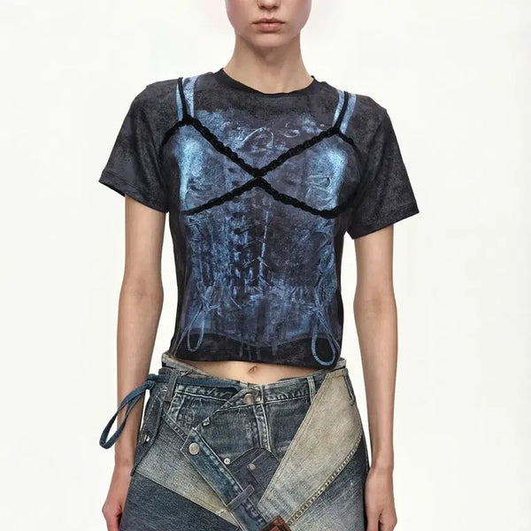 [BUNJANG] Andersson Bell Lingerie Trompe-L'oeil Graphic T-Shirt Charcoal / 앤더슨벨 그래픽 티셔츠 L 사이즈 LINGERIE TROMPE-LOEIL GRAPHIC T-SHIRT atb1572w