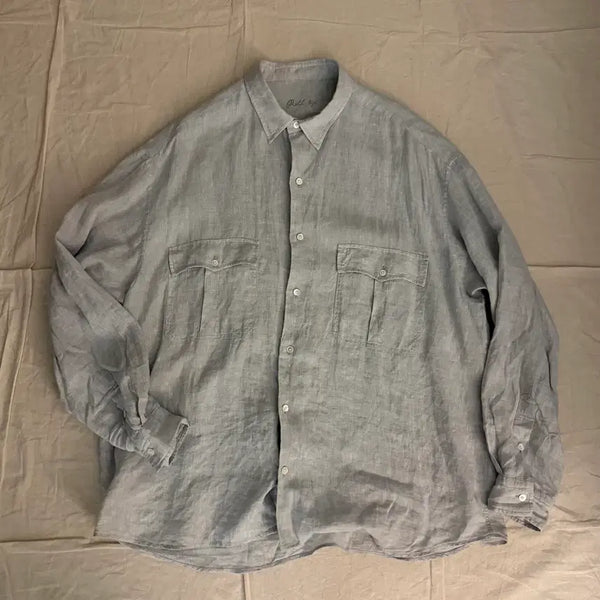 [BUNJANG] Porter Classic Gray Linen Roll Up Shirt XL / (XL) 포터클래식 그레이 린넨 롤업셔츠