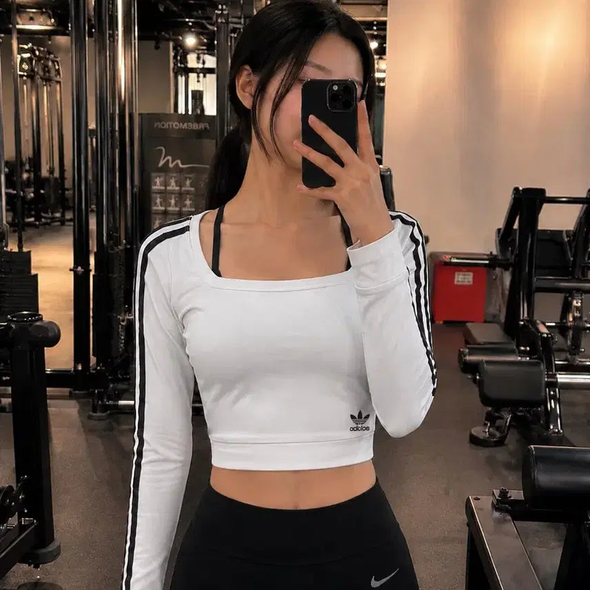 [BUNJANG] Adidas Cropped T-Shirt White / 아디다스 크롭티 화이트