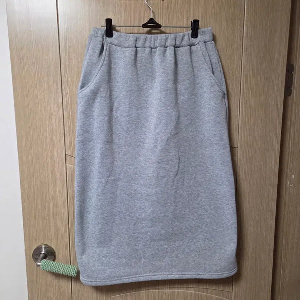 [BUNJANG] One Size Grey Fleece Lined Skirt / 프리사이즈 그레이 밴딩 기모 스커트