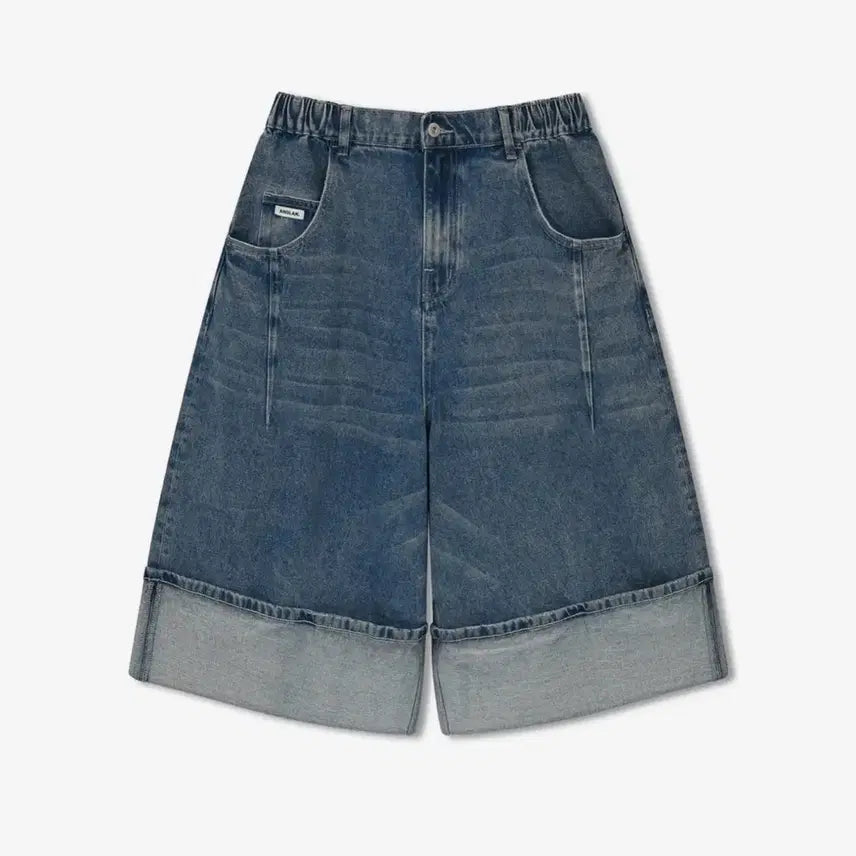 [BUNJANG] Angle Turn-up Washed Denim Half Pants OS / 앵글런 Turn-up Washed Denim Half Pants OS