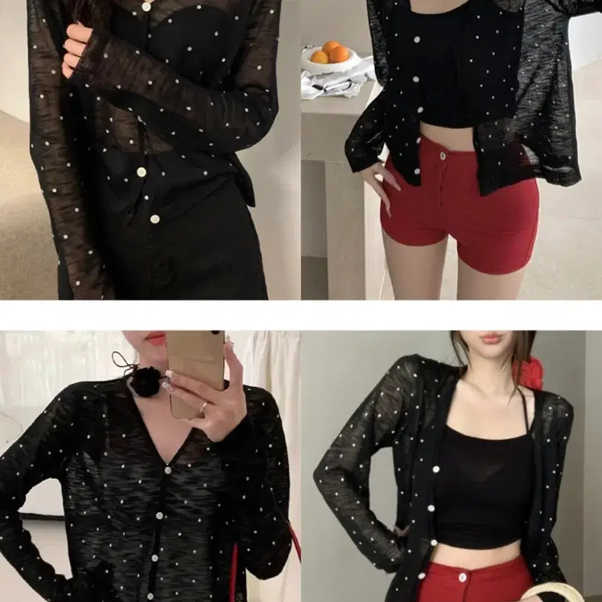 [BUNJANG] Dot See-Through Cardigan / 도트 시스루 가디건 새상품