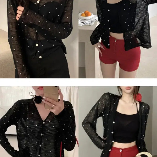 [BUNJANG] Dot See-Through Cardigan / 도트 시스루 가디건 새상품